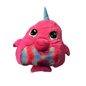 Mushabelly J-Animals Wearable Narwhal Stuffed Animal Plush Unicorn Pink